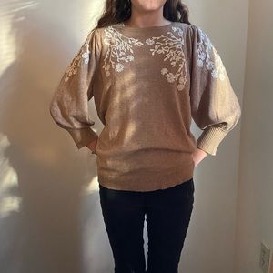 Vintage Rain + Rose Tan sweater size small